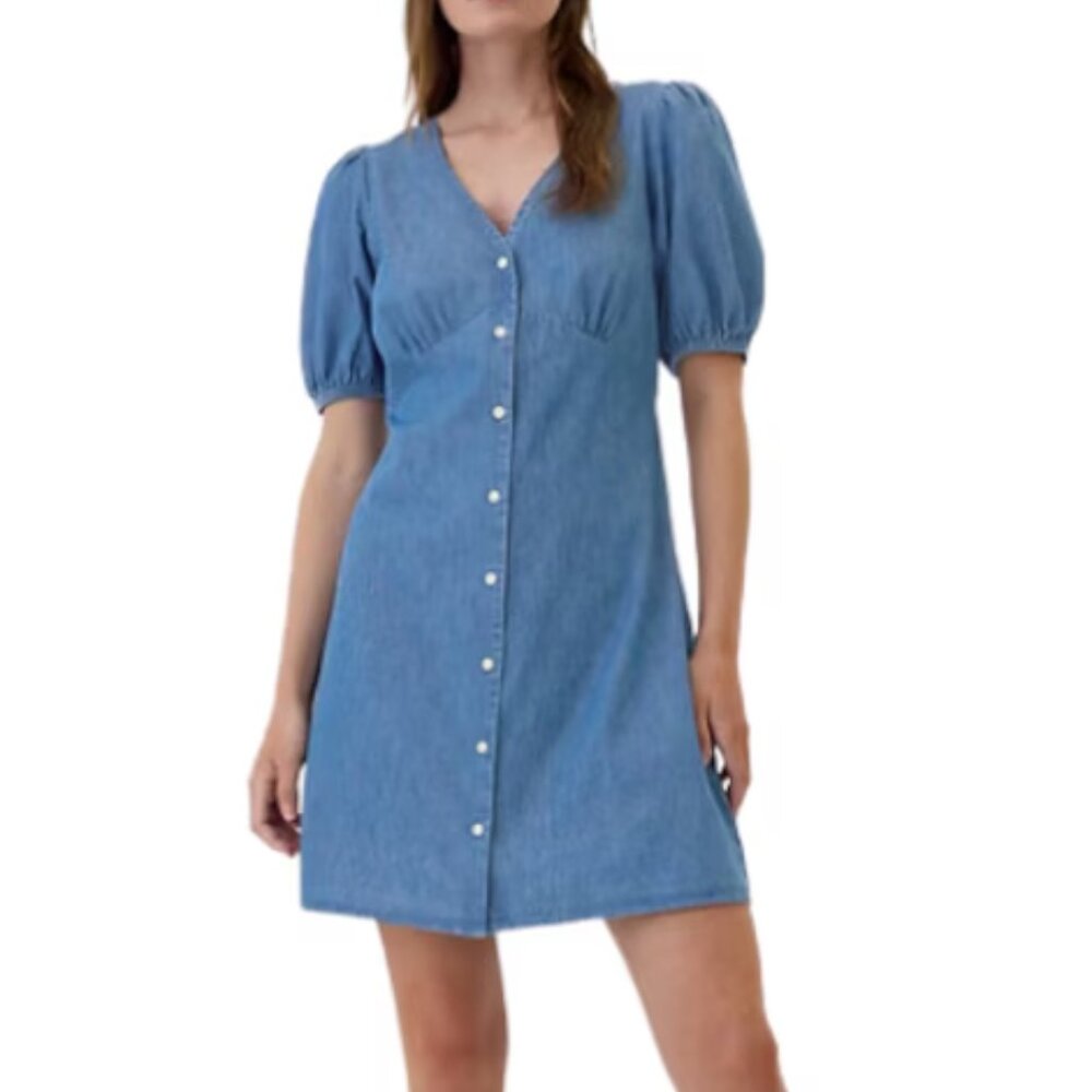 GAP Denim Puff Sleeve Button-Front Mini Dress/NWT/MEDIUM